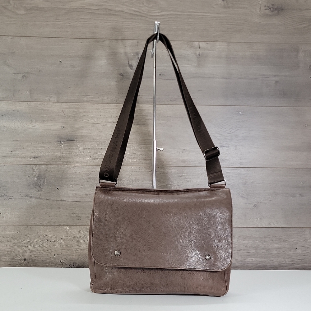 Longchamp Brown Leather Messenger Crossbody Bag